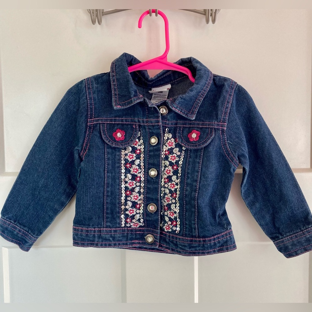 Flowered jean jacket